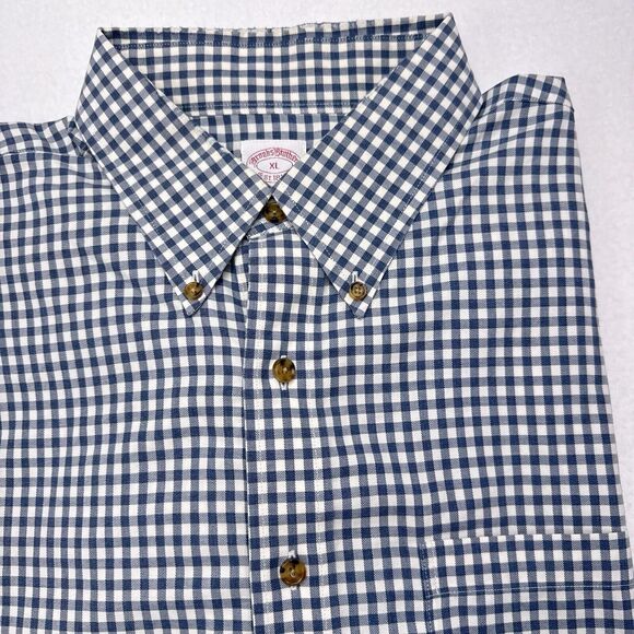 Brooks Brothers Button Down Shirt Men’s Size XL Blue Checks Career Casual - Picture 1 of 10